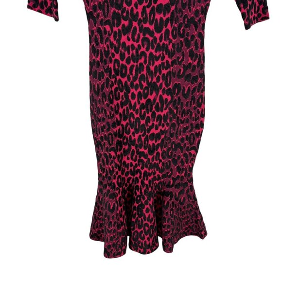Milly Pink & Black Textured Cheetah Mermaid Bodycon Dress Women's Size Small New - Picture 5 of 9